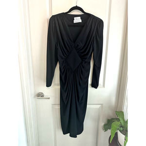 Rimini Saks Fifth Ave. Black Jersey Trapunto Stitched Dress Sz. 12